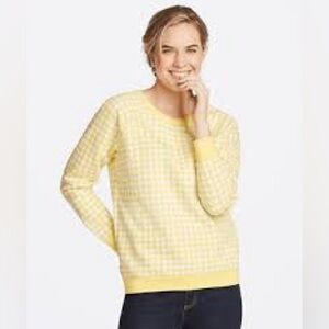 Draper James Yellow Gingham Women's Pullover Cotton Sweatshirt Top Size 1x